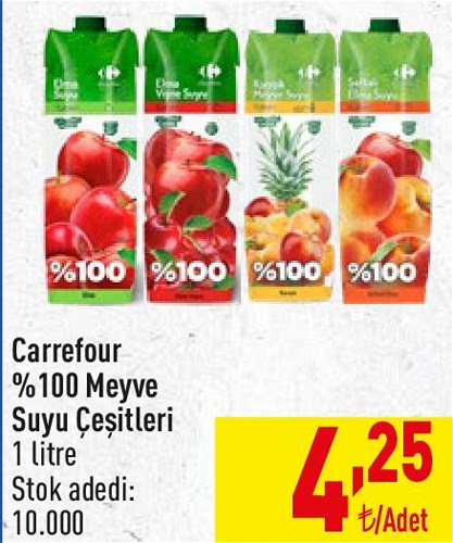 Carrefour %100 Meyve Suyu Çeşitleri 1 litre image