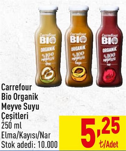 Carrefour Bio Organik Meyve Suyu Çeşitleri 250 ml image