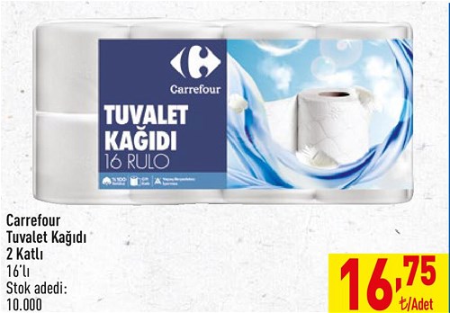 Carrefour Tuvalet Kağıdı 2 Katlı 16'lı image