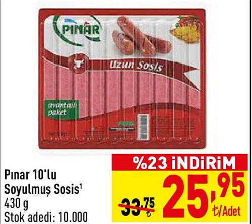 Pınar 10'lu Soyulmuş Sosis 430 g image