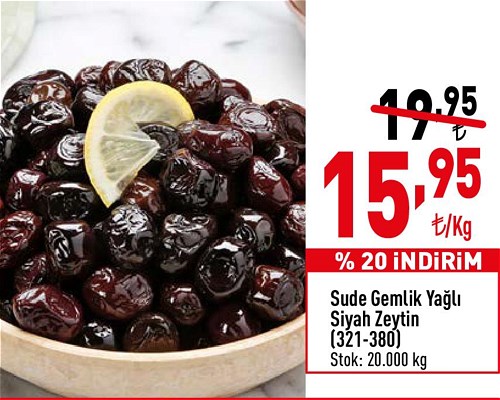 Sude Gemlik Yağlı Siyah Zeytin (321-380) Kg image