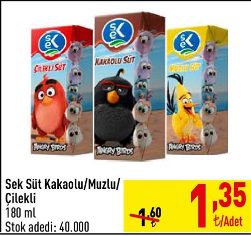 Sek Süt Kakaolu/Muzlu/Çilekli 180 ml image