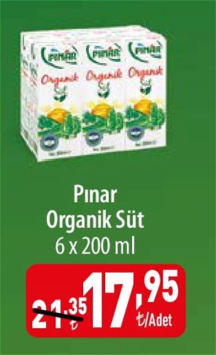 Pınar Organik Süt 6x200 ml image