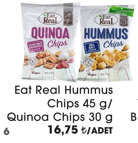 Eat Real Hummus Chips 45 g/Quinoa Chips 30 g image