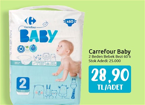 Carrefour Baby 2 Beden Bebek Bezi 60'lı image