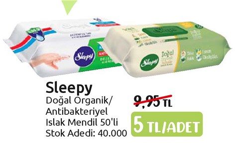 Sleepy Doğal Organik/Antibakteriyel Islak Mendil 50'li image
