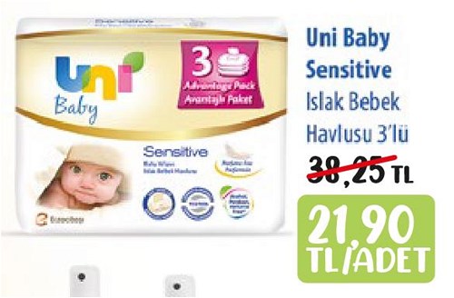 Uni Baby Sensitive Islak Bebek Havlusu 3'lü image