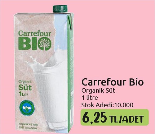 Carrefour Bio Organik Süt 1 l image
