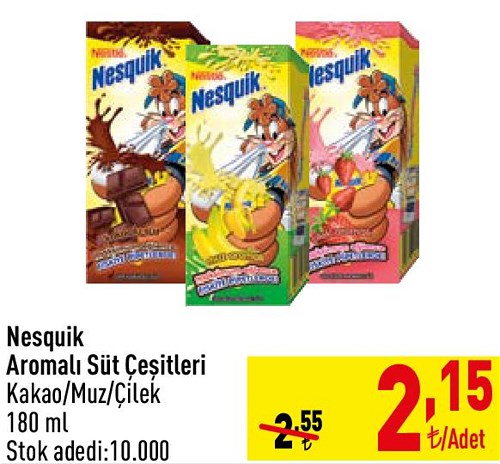 Nesquik Aromalı Süt Çeşitleri 180 ml image