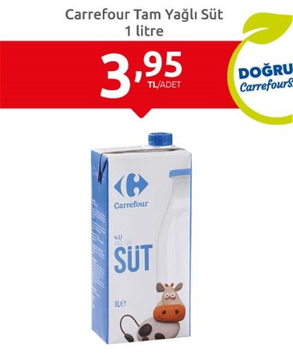 Carrefour Tam Yağlı Süt 1 l image