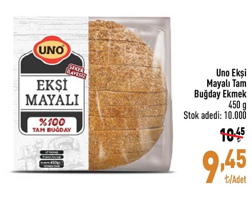 Uno Ekşi Mayalı Tam Buğday Ekmek 450 g image