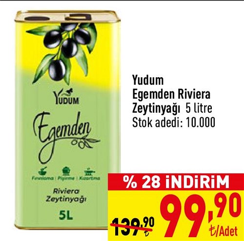 Yudum Egemden Riviera Zeytinyağı 5 litre image