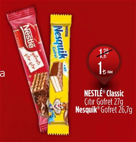 Nestle Classic Çıtır Gofret 27g / Nesquik Gofret 26,7g image