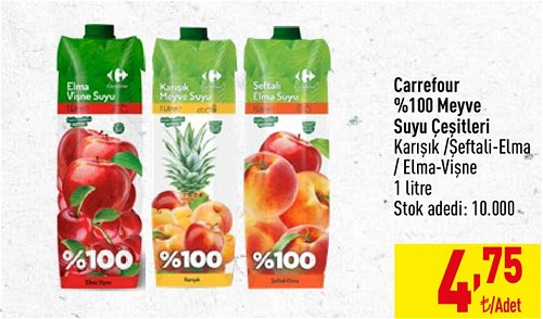 Carrefour %100 Meyve Suyu Çeşitleri 1 litre image