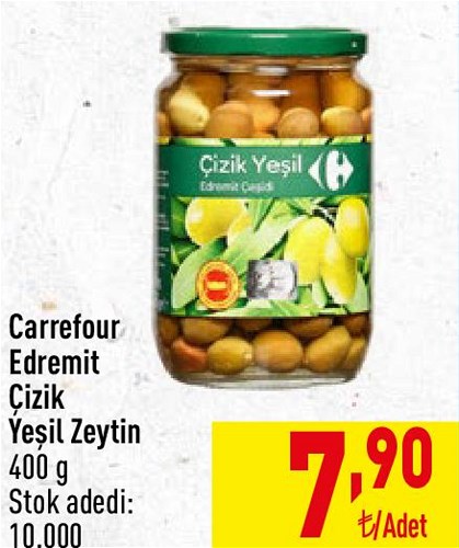 Carrefour Edremit Çizik Yeşil Zeytin 400 g  image