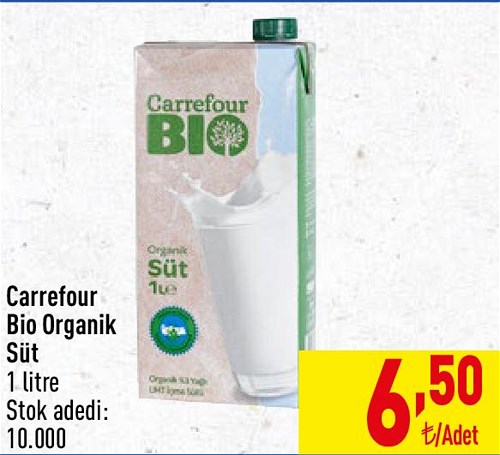 Carrefour Bio Organik Süt 1 litre image