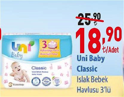 Uni Baby Classic Islak Bebek Havlusu 3'lü image