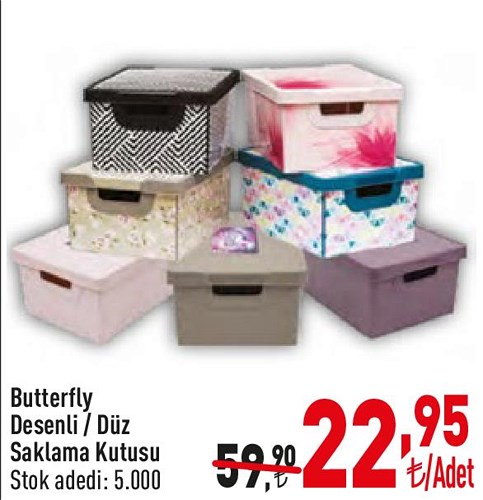 Butterfly Desenli/Düz Sepet Saklama Kutusu image