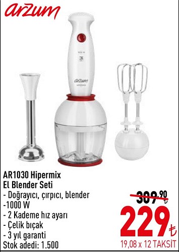 Arzum AR1030 Hipermix El Blender Seti 1000 W image