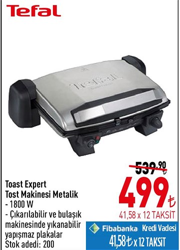 Tefal Toast Expert Tost Makinesi Metalik 1800 W image