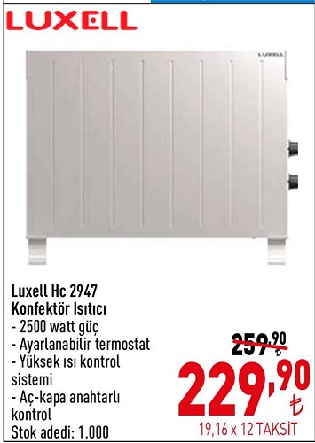 Luxell HC-2947 Konvektör Isıtıcı 2500 W image