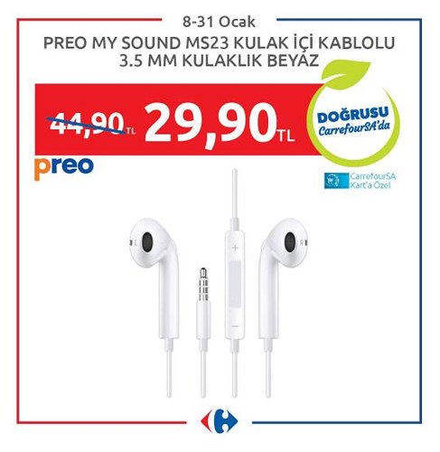 Preo My Sound MS23 Kulak İçi Kablolu 3,5 mm Kulaklık Beyaz image