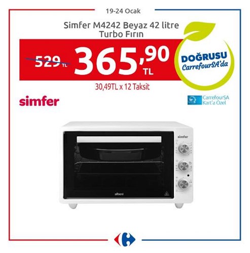 Simfer M4242 Beyaz 42 litre Turbo Fırın image