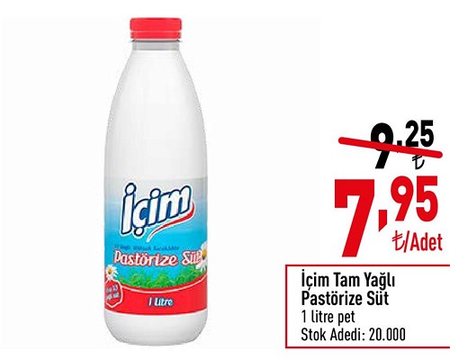 İçim Tam Yağlı Pastörize Süt 1 litre pet image