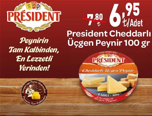 President Cheddarlı Üçgen Peynir 100 gr image