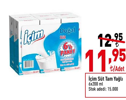 İçim Süt Tam Yağlı 6x200 ml image