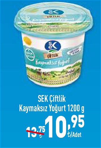 Sek Çiftlik Kaymaksız Yoğurt 1200 g image