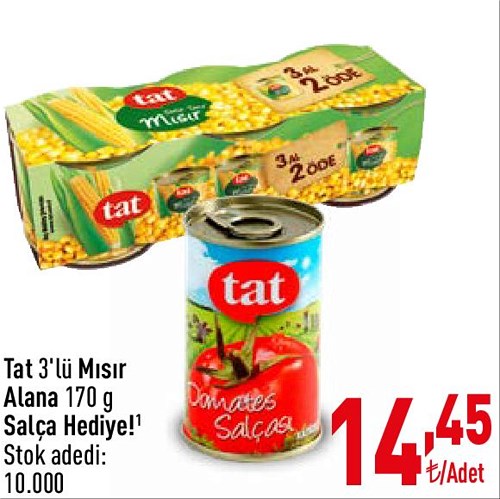 Tat 3'lü Mısır - 170 g Salça Hediye image