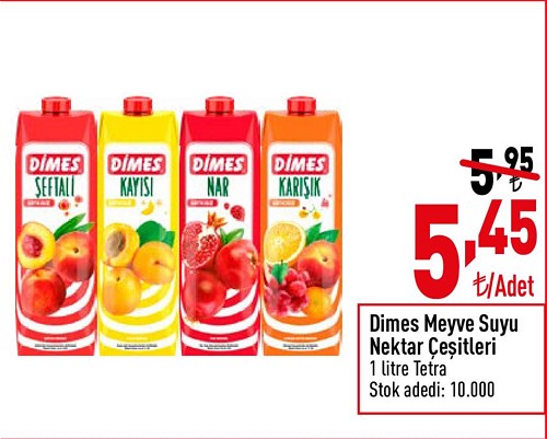 Dimes Meyve Suyu Nektar Çeşitleri 1 litre Tetra image