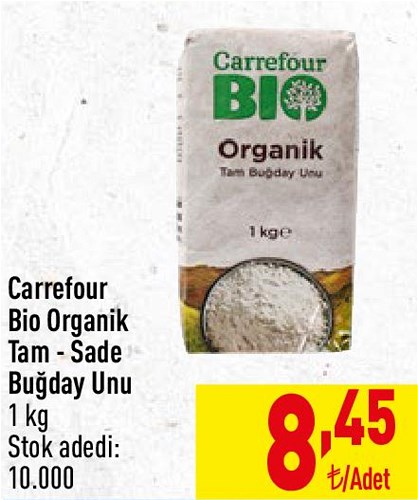 Carrefour Bio Organik Tam - Sade Buğday Unu 1 kg image