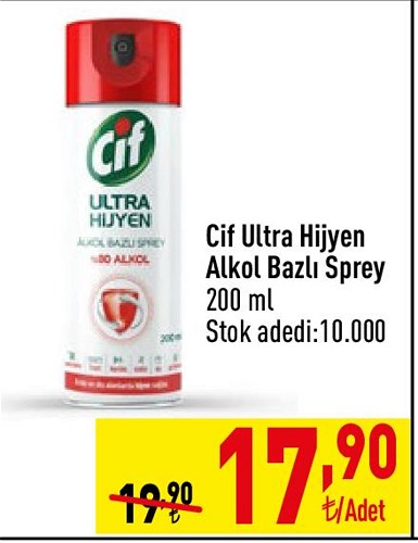 Cif Ultra Hijyen Alkol Bazlı Sprey 200 ml image