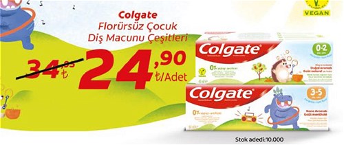 Colgate Florürsüz Çocuk Diş Macunu Çeşitleri/Adet image