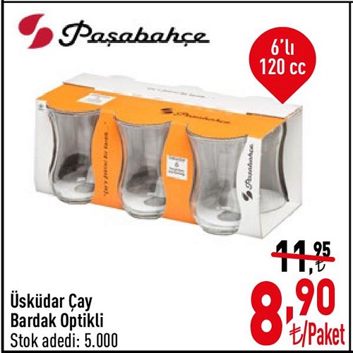 Paşabahçe Üsküdar Çay Bardak Optikli 6'lı 120 cc image