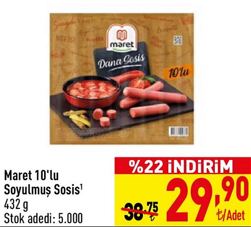 Maret 10'lu Soyulmuş Sosis 432 g image