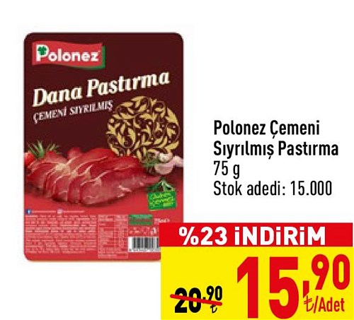 Polonez Çemeni Sıyrılmış Pastırma 75 g image