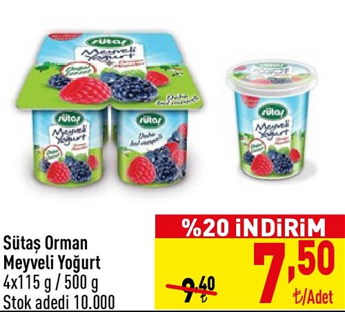 Sütaş Orman Meyveli Yoğurt 4x115 g / 500 g image