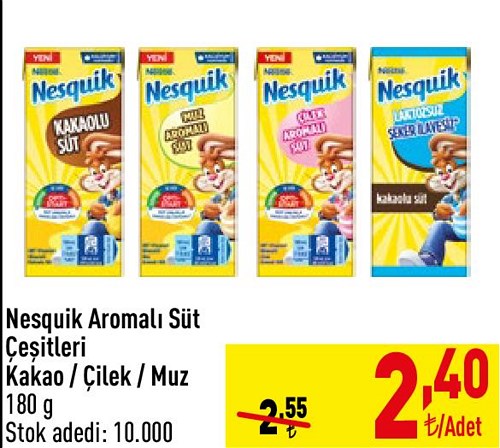 Nesquik Aromalı Süt Çeşitleri 180 g image