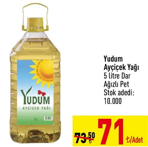 Yudum Ayçiçek Yağı 5 litre Dar Ağızlı Pet image