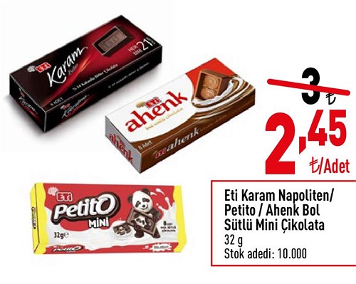 Eti Karam Napoliten/Petito/Ahenk Bol Sütlü Mini Çikolata 32 g image