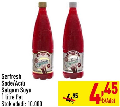 Serfresh Sade/Acılı Şalgam Suyu 1 litre Pet image