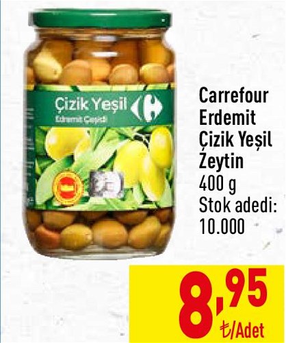 Carrefour Edremit Çizik Yeşil Zeytin 400 g image