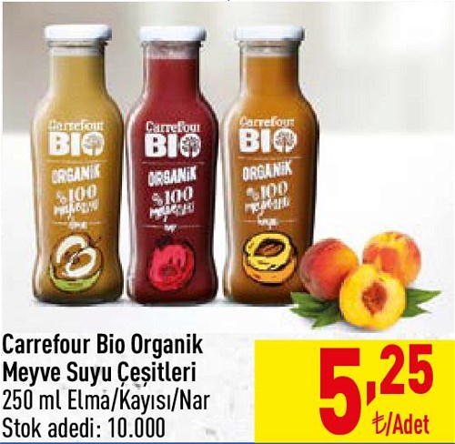 Carrefour Bio Organik Meyve Suyu Çeşitleri 250 ml image
