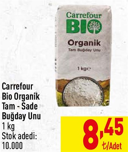 Carrefour Bio Organik Tam - Sade Buğday Unu 1 kg image