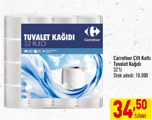 Carrefour Çift Katlı Tuvalet Kağıdı 32'li image