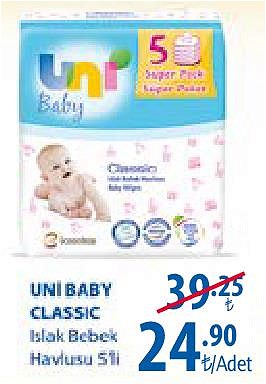 Uni Baby Classic Islak Bebek Havlusu 5'li image