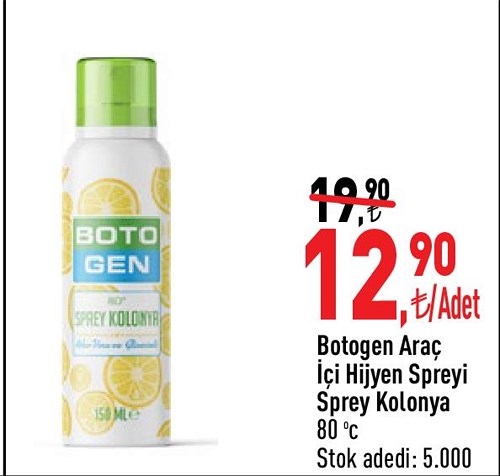 Botogen Araç İçi Hijyen Spreyi Sprey Kolonya 80 C image